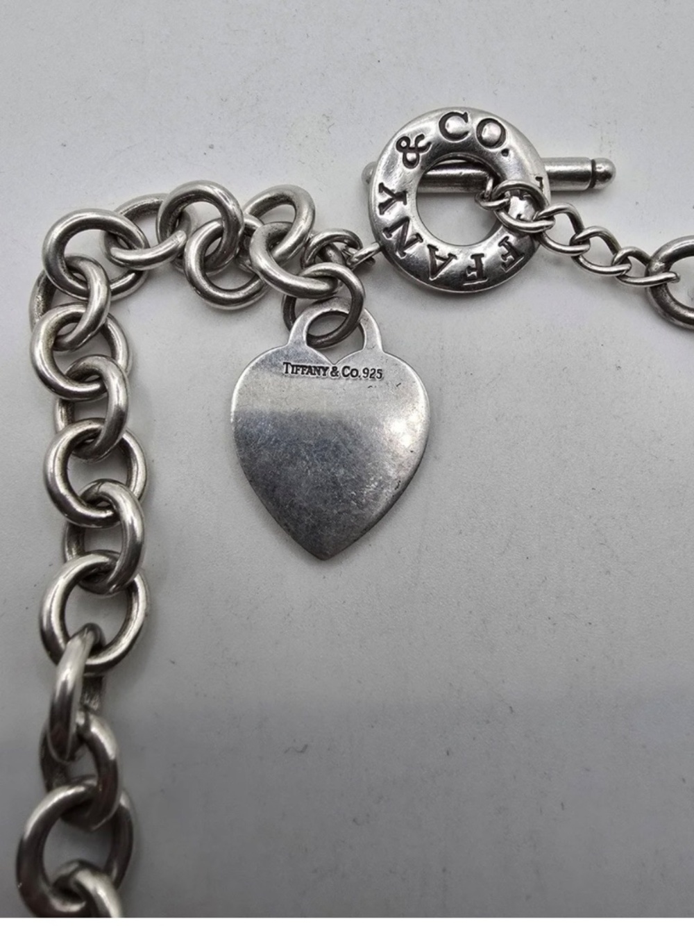 Authentic Tiffany & Co. Sterling Silver Heart Tag Toggle Necklace - Picture 3 of 4